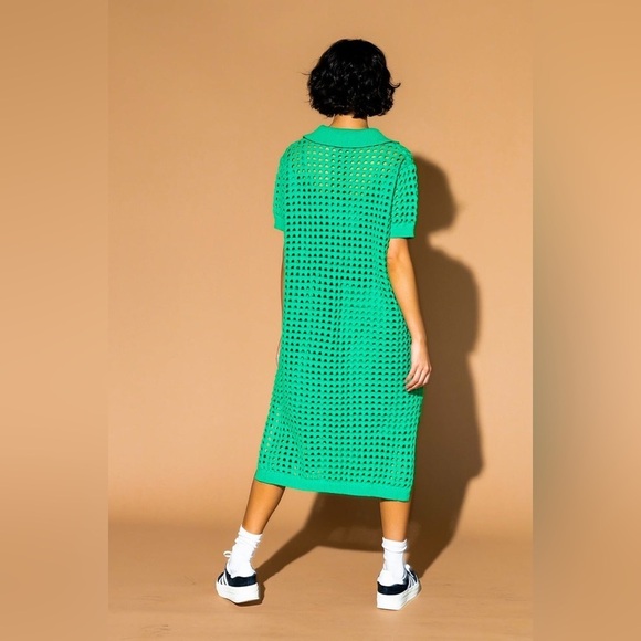 NEW Dressed in Lala Soul Stuff Dress Crochet Sheer Jade Green Large NWT - Picture 3 of 3